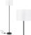 Modern Floor Lamp Simple Design with White Shade, Foot Pedal Switch, 60″ Small Tall Lamps for Living Room Bedroom Office Dining Room Kitchen, Black Pole Lamp(Without Bulb)