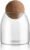 500ML/16Oz Clear Glass Storage Cute Canister Holder Ball Wood Cork Top, Modern Decorative Cylinder Container Jar with Round Lid for Coffee, Spice, Candy, Salt, Cookie Cool Terrarium Bottle