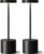 Black Cordless Table Lamp, 4000mAh Rechargeable Battery Powered Lamps, 3 Color Stepless Dimming, LED Wireless Outdoor Lamps for Dining Room, Bedroom, Bar, Cafe, Restaurant, Patio, Camping, Set of 2