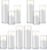Homjoy 24 PCS White Pillar Candles with Glass Candle Holders Clear Hurricane Candle Holders Glass Cylinder Vases for Centerpieces Wedding Party, Event, Home Office (12 Candles+12 Candle Hoders)