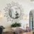 Chende Round Decorative Mirror for Wall Decor, 39″ x 39″ Large Living Room Mirror with Removable Metal Leaves for Entryway, Home Office, Bedroom,Farmhouse
