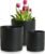 Meowell 8/7/6 inch Plant Pots, 3 Set Cylinder Flower Pots for Outdoor Indoor Plants, Decorative Plastic Planters with Drainage Holes and Saucers for Garden House Plants, Black