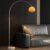 LightInTheBox Modern LED Arc Floor Lamp Silver Floor Lamp Glass Shade Standing Lamp with Marble Base Floor Light for Living Room Reading Bedroom Home Office