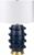 Henn&Hart 25.5” Modern 1-Light Ceramic Table Lamp with Spherical Orbs on Lamp Body with White Fabric Drum Shade for Living Room, Bedroom, or Office, Matte Navy