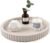 Modern Decorative Tray for Coffee Table, 11″ Wooden Gray Beige Round Small Decor Tray for Candle, Perfume, Vanity, Kitchen Island Counter & Table Centerpiece