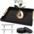 SXNOWS Coffee Table Trays – Large Ottoman Tray for Living Room -Wood Serving Tray with 2 Sets of Handles – Wooden Tray for Coffee Table, 4 Round Coasters Included, Black