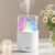 Portable Mist Humidifier with Colorful Light Auto-Off USB Desktop Personal Humidifiers 2 Cool Spray Modes 300ml for Bedroom Office Car Travel White