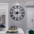 LEIKE 16″ Large Wall Clocks Battery Operated, Round Modern Silent Non-Ticking Black Metal Wall Clock for Living Room Decor, Bedroom Kitchen (40cm Diameter, Black Roman Number)