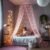 Pink Canopy for Girls Bed with Pre-Glued Glow in The Dark Stars – Princess Mosquito Net Room Decor – Kids & Baby Bedroom Tent with Galaxy Lights – 1 Opening Canopy Bed & Hanging Kit Included