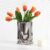 Ceramic Silver Flower Vase, Crinkle Paper Shape, Metal Decorative Home Accent (Large)