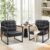 COLAMY Mid Century Modern Accent Chair Set of 2, Comfy Living Room Chair, Black Leather Accent Chair, Faux Leather Reception Armchair with Metal Legs for Living Room Bedroom Reception Office, Black
