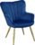 Yaheetech Velvet Accent Chair, Modern Armchair Vanity Chair with Wing Side and Metal Legs, Cozy and Soft Padded and High Back for Living Room/Home Office/Bedroom, Blue