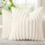 decorUhome Summer Cozy Faux Fur Throw Pillow Covers 18×18 Set of 2 Decorative Soft Plush Striped Modern Farmhouse Boho Couch Pillow Cases with Velvet Back for Sofa Bed Living Room, Cream White