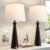 Seealle Modern Table Lamps Set of 2 – Touch Bedside Lamp for Nightstand with Dual USB C+A,3-Way Dimmable Black Nightstand Lamps for Living Room Bedroom End Table(Bulb Included)