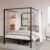 SHA CERLIN Canopy Bed Frame Full Size/Mattress Foundation with Metal Slats Support/No Box Spring Needed/Easy Assembly/Black
