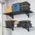 Jusgym 2 Pack Heavy Duty Garage Wall Shelving (1.5x4ft), 700lbs Capacity Garage Shelving Wall Mounted, 18″x96″Garage Storage Rack Floating Shelves, Black