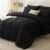CozyLux Queen Comforter Set Black – 7 Pieces Bed in a Bag Queen, Oeko-Tex Certified Bedding Set, All Season Soft Bed Set with Down Alternative Comforter, Sheets, Pillowcases & Shams
