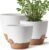 TYMENSH Plant Pots 12/10/9 inch Set of 3, Self Watering Flower Pots Indoor Outdoor, Planters with Drainage Hole Saucer Reservoir, White