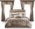 Madison Park Essentials Room in a Bag Faux Silk Comforter Set – Luxe Diamond Tufting All Season Bedding, Matching Curtains, Decorative Pillows, Taupe Queen(90″x90″) 24 Piece