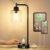 Industrial Bedside Table Lamp for Bedroom – Nightstand Lamps with USB C Charging Port, Fully Dimmable Black Ports and Outlets, Small Desk Glass Shade Office Living Room
