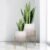 ARNIS Plants Pots with Stand, Set of 2 Indoor Planter Pots, Unique Mid Century Decorative Metal Flower Pots with Drainage,8.25 & 10.5 Inch, Grey and White