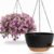 UOUZ 13 Inch 2 Pack Large Self Watering Hanging Planters for Indoor Outdoor Plants, Hanging Plant Pots with Removable 50 Oz Reservoir, Plastic Hanging Basket for Window Porch Garden, Black with Brown