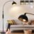 【Upgraded】Black Arc Floor Lamps for Living Room – Dimmable Arched Floor Lamp with Remote Control & 2700-6000K 9W LED Bulb Included, Modern Arch Standing lamp, Industrial Tall Lamp for Bedroom Reading