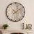 Vantic Farmhouse 24 Inch Extra Large Decorative Wall Clock with Metal Circle, Oversized Wood Wall Clock with Large Roman Numeral for Living Room, Bedrooms and Offices, Silent and Battery Operated