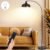 Arch Floor Lamps with Remote – Dimmable Floor Lamp 70”, Black Tall Lamp with 360° Adjustable Hanging Metal Shade, Arc Lamps Floor Standing with 9W Bulb, Over Couch Lamps for Living Room, Foot Switch