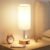 Touch Bedside Table Lamp with Memory – Stepless Dimmable Lamp for Bedroom, Small Nightstand Lamp with Dual USB Charging Ports and AC Outlet, Wood Night Light, Desk Lamp for Nursery, Living Room, Dorm