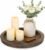 Hanobe Candle Plate Holder Tray: Round Wood Decorative Candle Plate – Rustic Farmhouse CoffeeTable Decor – Tealight Pillar Trays for Home Decor (Distressed)