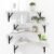ROMGUAR CRAFT Corner Floating Shelves Wall Mounted Set of 4, Rustic Wood Storage Display Shelves for Home Decor, Bathroom, Kitchen, Bedroom, Living Room, Office (White)