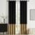 BULBUL Black Gold Color Block Window Curtains Panels 84 inches Long Velvet Farmhouse Drapes for Bedroom Living Room Darkening Treatment with Grommet Set of Black Gold