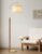 Dimmable Floor Lamp for Living Room, 65″ Tall Metal Standing Lamp with LED Bulb, Mid Century Modern Arc Floor Lamp with Linen Shade for Bedroom, Reading Room, Office & Nursery, Gold and Walnut Color