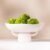 Luxurious White Textured Ceramic Bowl and Greenery Set,12.5×10.5 Inch Pedestal Decorative Bowl, with 6 Green Succulent Moss Balls, Counter Top, Farmhouse Table Centerpiece, Living Room, Kitchen Decor