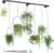 Galood Plant Hanger Indoor with 6 Hanging Chains Hanging Planters for Indoor Plants Hanging Plant Holder Window Plants Rod Black Metal Shelves(70.8 Inch Pot not Included