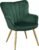 Yaheetech Velvet Accent Chair, Modern Armchair Vanity Chair with Wing Side and Metal Legs, Cozy and Soft Padded and High Back for Living Room/Makeup/Office/Bedroom, Green