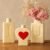 Yellow Heart Ceramic Vase Set of 3, I Love U Matte Ceramic Vases for Home Decor, Romantic Decorative Flower Vases for Shelf, Bedroom, Coffee Table, Wedding