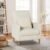 COLAMY Mid-Century Modern Upholstered Accent Chair with Back Pillow & Solid Wood Legs, Fabric Cozy Armchair for Living Room, Bedroom, Reading Nook, Apartment & Small Spaces, Beige