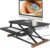 Electric Standing Desk Converter with Keyboard Tray, 26×16 Inch, Height Adjustable Sit to Stand Desk Riser with Unique Side Cover and Wooden Feet, Small Motorized Monitor Riser for Office & Home