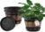 Quarut 3 Pack 10 inch Plant Pots,Whiskey Barrel Planters with Drainage Holes & Saucer, Plastic Decoration Flower Pots Imitation Wine Barrel Design, for Indoor & Outdoor Garden Home Plants (Brown)