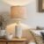 USumkky 25″ Modern Ceramic Lamps Single Table Lamp for Living Room Bedroom Farmhouse Nightstand Bedside Lamps