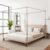 Canopy Bed Frame Full Size, Stainless Steel Metal Bed Post Poles, Heavy Duty 4 Poster Floor Bedframe, Freestanding Easy Assemble