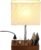 Briever USB Table Lamp, Multi-Functional Desk Lamp with 2 AC Outlets, Bedside Lamp with 3 USB Charging Ports and Wooden Phone Stands, Nightstand Lamp for Bedroom, Livingroom, Office, Walnut Wood