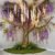 3D Wisteria Tree Ceiling Decor with Light, Back to School Classroom Bulletin Board Decor, 24 PCS Kraft Paper Fake Vine for Hanging Bedroom Indoor Aesthetic Decoration (White, Purple)