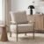 DUHOME Linen Fabric Spindle Accent Chair with Wood Frame,Modern Accent Chairs with Padded Spring Seat and Brushed White Base for Living Room Bedroom Farmhouse Home Office Belcony