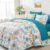 DHSFKBE Boho Comforter Set Queen – 7 Pieces Bed in a Bag Floral Medallions Design, Bohemian Comforter Set with Sheets, Soft Microfiber Complete Bedding Sets All Season (Teal Blue, Queen)