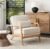 MALOL Mid-Century Accent Chair with Solid Wood Frame, Reading Relaxing Armchair Lumbar Pillow& Soft Cushion, Leisure Chair for Living Room, Bedroom, Waiting Room-Beige
