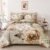 Dintszyayue Khaki Floral Comforter Set King Size 7 Pieces Bed in a Bag Elegant Flower Bedding Set for All Season with Flat Sheet, Fitted Sheet, Pillowcases & Shams