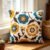 Embroidered Throw Pillow Cover 18×18 Inch,Cotton Canvas Floral Pillow Case, Daisy Wildflower Leaf Boho Farmhouse Decorative Cushion Square for Sofa Bedroom Living Room Outdoor Couch Farmhouse (A002)